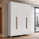 Ver imagem 1 de Guarda-Roupa Solteiro com Pés 4 Portas Batentes Branco/Branco/Rustic Venus Madesa