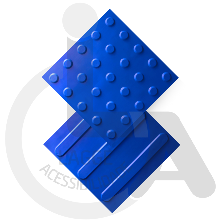 KIT 16 PÇS PISO TÁTIL ALERTA PVC 25X25 ARGAMASSADO AZUL | MadeiraMadeira