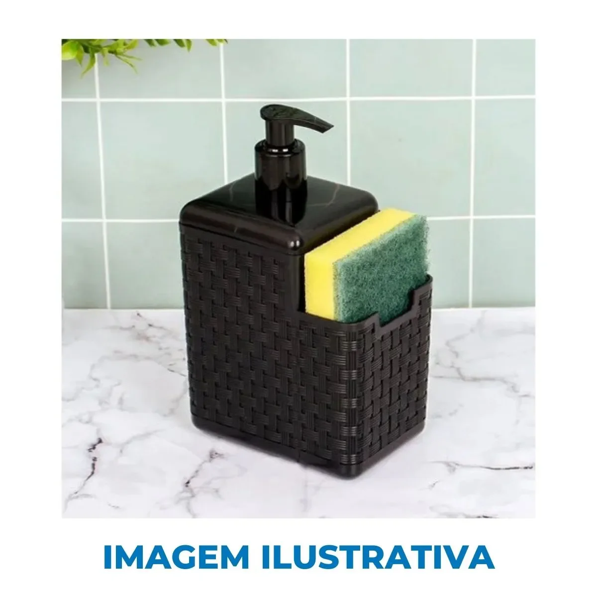 Kit Porta Detergente e Esponja com Bico Dosador + Lixeira de Pia com Tampa - 3