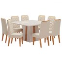 Ver imagem 2 de Mesa de Jantar 8 Lugares Amabile com Vidro Mel/nude/off White - Pnr Móveis