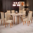 Ver imagem 1 de Mesa de Jantar 8 Lugares Amabile com Vidro Mel/nude/off White - Pnr Móveis