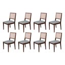 Ver imagem 1 de Conjunto com 8 Cadeiras de Jantar Estofada Suellen em Madeira e Mdf Castanho Linho Cinza