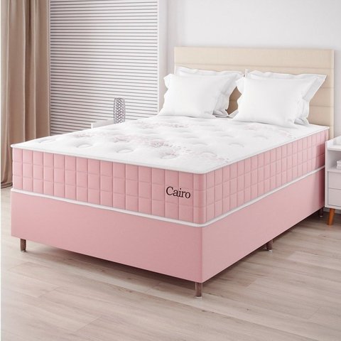 Conjunto Cama Box Casal Cairo Com Molas Ensacadas 138cmx188cmx67cm Yescasa