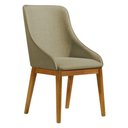 Ver imagem 3 de Kit 6 Cadeiras de Jantar Estofada Elisa Anatômica Linho Bege Base Madeira Maciça Mel