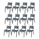 Ver imagem 2 de Kit 12 Cadeiras Iso Fixa Empilhável Escola Igreja Salão:cinza