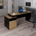 Ver imagem 7 de Conjunto para Escritório com Mesa Diretor, 1 Armário Alto e 1 Baixo Espresso Móveis Macadâmia Preto Marrom