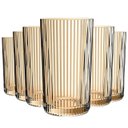 Ver imagem 1 de Jogo com 6 Copos de Vidro Graffiato Âmbar para Suco ou Água 420ml