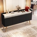Ver imagem 1 de Aparador Buffet Sala 4 Portas Gold Preto/Branco Granito - Rede Móveis