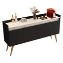 Ver imagem 2 de Aparador Buffet Sala 4 Portas Gold Preto/Branco Granito - Rede Móveis