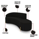 Ver imagem 3 de Sofá 4 Lugares Orgânico 220cm Pé Dourado Morgan Suede Preto D03 - D'Rossi