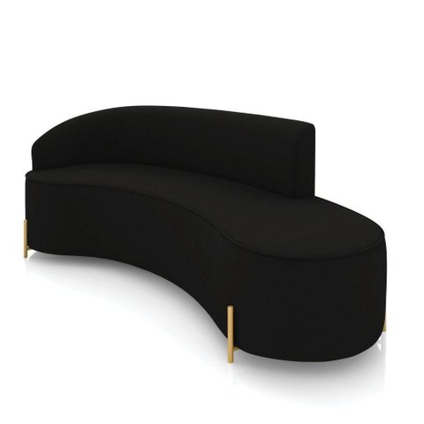 Sofá 4 Lugares Orgânico 220cm Pé Dourado Morgan Suede Preto D03 - D'Rossi