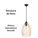 Ver imagem 4 de Pendente Sino de Ferro Aramado Pequeno Dourado