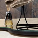 Ver imagem 6 de Bandeja Decorativa Orgânica Espelho Lapidado Luxo Lateral Couro Ecológico