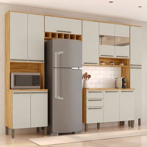 Cozinha Modulada Compacta 5 Peças 13 Portas MDF 300cm Itália Espresso Móveis
