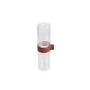 Ver imagem 1 de Vaso Decorativo Cilindrico de Vidro com Faixa de Couro 27cm RHO0008 BTC