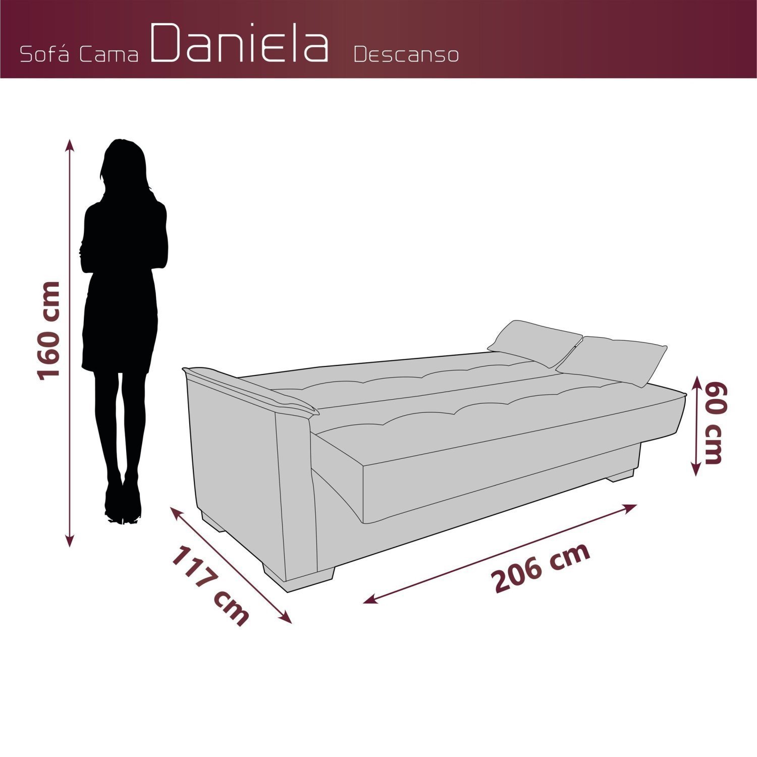 Sofá Cama Reclinável 3 Lugares 206 cm Daniela - 4