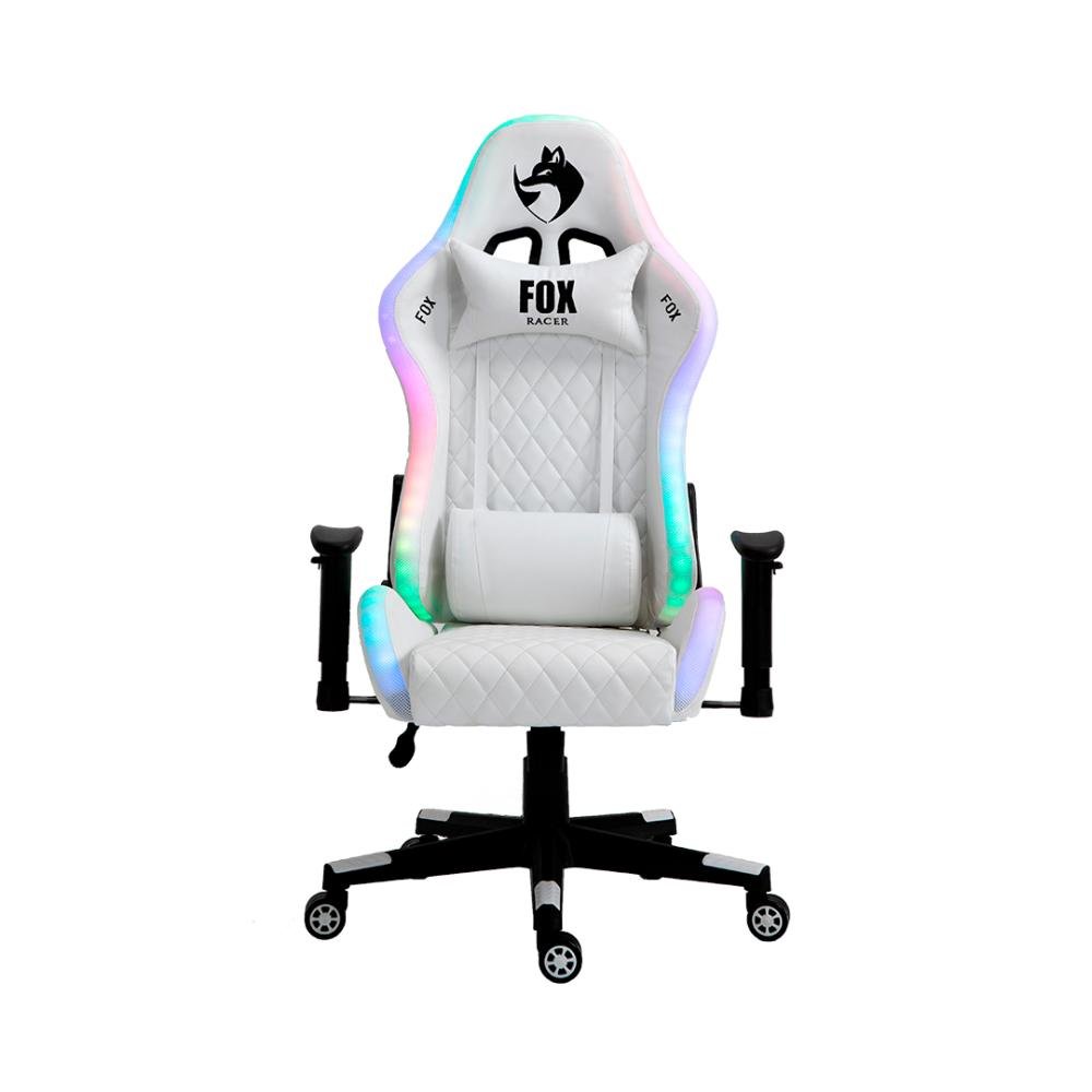 Cadeira Gamer FOX Racer RGB Branca com Iluminação (Led) - Logo Preta - 2