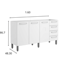 Ver imagem 3 de Gabinete Armário Cozinha Evidence Aço 4 Portas 3 Gavetas 160cm Branco - Bertolini
