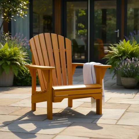 Cadeira de Varanda Madeira Maciça Pura Cor Mel Resistente