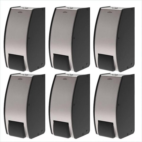 Kit 6 Dispensers de Parede Sabonete Líquido 800ml Inox Decorline Brinox Banheiro
