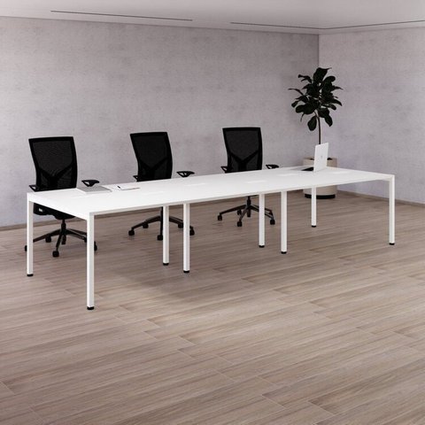 Estação de Trabalho 3 Lugares 360x120cm Branco Yescasa