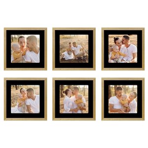 Kit 6 Quadros Porta Retrato Foto 15x15 Paspatur Preto 20x20