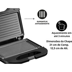 Skd Sanduicheira e Grill Amvox Ams 370 Black 110v - 4