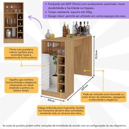 Bar Bancada com Adega 1 Porta e Espelho Multimóveis MP1090 - 3