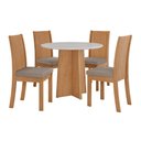 Ver imagem 2 de Conjunto Sala de Jantar Mesa Redonda Celebrare 100cm Tampo Vidro e 4 Cadeiras Athenas Suede Bege