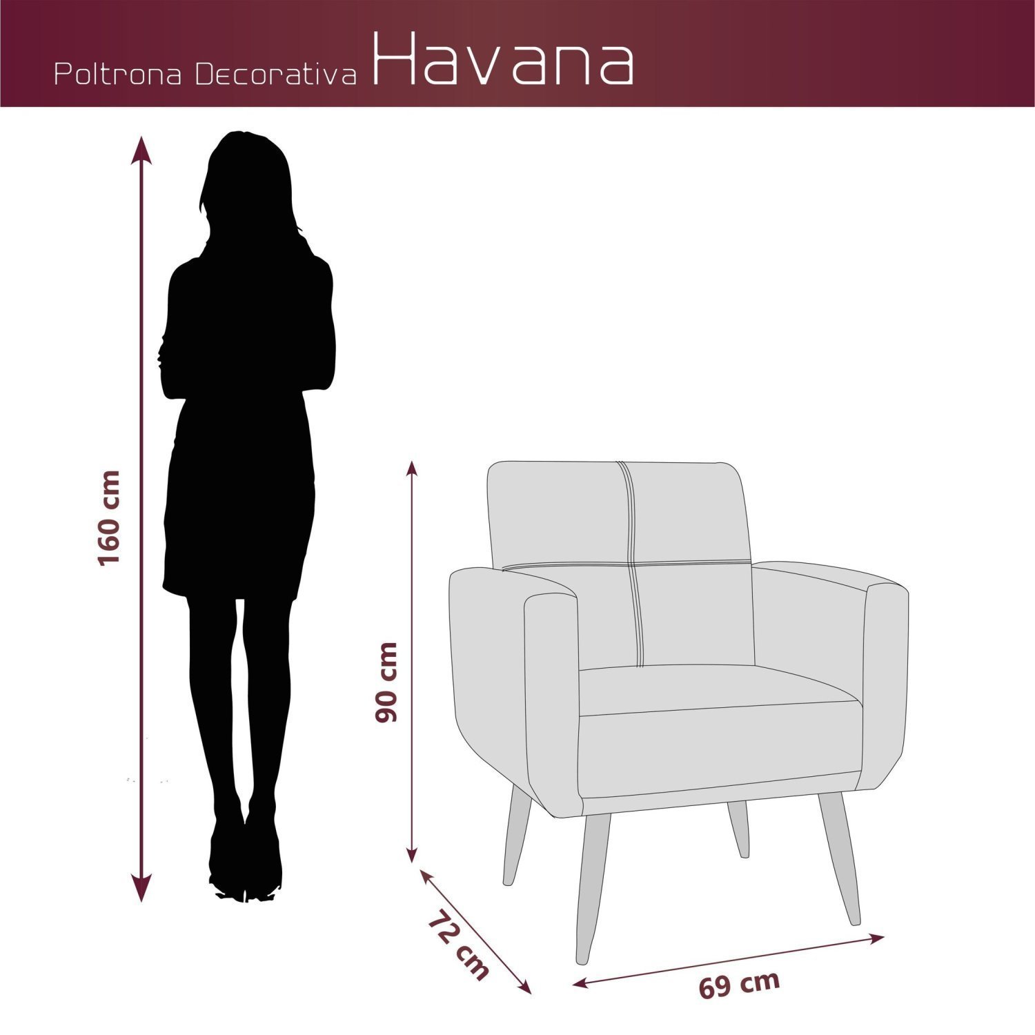 Poltrona Decorativa para Sala de Estar Havana - 3