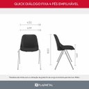 Ver imagem 4 de Cadeira Quick Preta Assento Estofado Vinil Preto Empilhável Plaxmetal