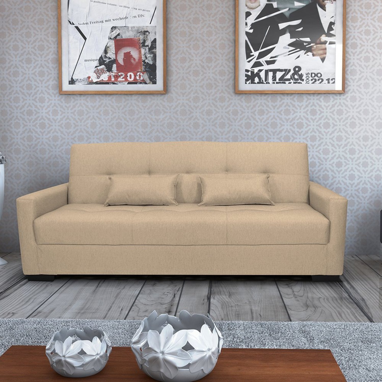 Sofá Cama 3 Lugares 202x90 cm Lavínia - 1