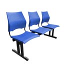 Ver imagem 1 de Longarina 3 Lugares Versat Assento Encosto Plástico Coluna Dupla para Recepção Escritório Azul