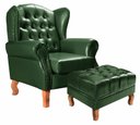 Ver imagem 1 de Poltrona Imperador Chesterfield com Puff Decoração Sala Quarto Recepção - Couríssimo Verde