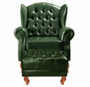 Ver imagem 3 de Poltrona Imperador Chesterfield com Puff Decoração Sala Quarto Recepção - Couríssimo Verde