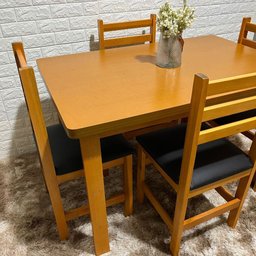 Conjunto Fixo Paraná Ultra Mesa 120x80 com 4 Cadeiras Estofadas Cor:mel - 3