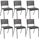 Ver imagem 1 de Kit 06 Cadeiras Empilhável Fixa Escritório Multiuso Base Preta Kimi P03 Preto - Lyam Decor