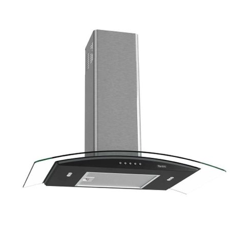 Coifa Terim de Parede Clean Vidro Curvo Black Kroma 75cm Preto com Kromanox 220v
