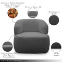 Ver imagem 3 de Conjunto Poltrona Base Fixa e Puff Decorativo Charlote Sala de Estar Bouclê Grafite G88 - Gran Belo