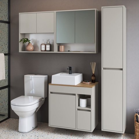 Conjunto para Banheiro 148cm com 4 Peças Gabinete Suspenso com Cuba Bangladesh