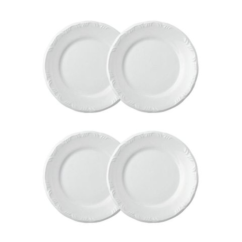 Jogo 4 Pratos Rasos Pomerode Brancos 25,6 Cm Porcelana Schmidt