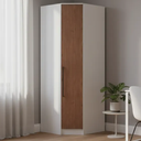 Ver imagem 1 de Guarda-Roupa Canto Oblíquo 1 Porta 100% MDF Requinte+ Branco/Line/Macadâmia