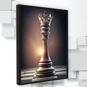 Quadro Decorativo Grande Rei Jogo de Xadrez Quarto Moderno