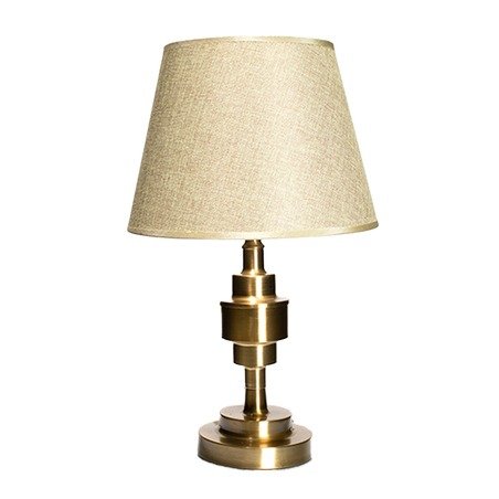 Abajur Cúpula Linho Marrom Metal Bronze 51x30x30cm - 1