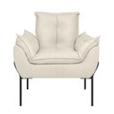 Ver imagem 4 de Poltrona Sofá Luxo Base Metal Preto Recepção Escritório Cor:bege