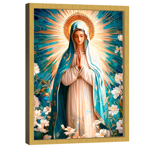 Quadro Decorativo Nossa Senhora entre Flores Variação