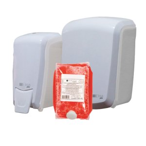 Kit Dispenser Interfolha Branco/cristal + Saboneteira Refil Branco/cristal + Sabonete Liquido Espuma