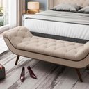 Ver imagem 1 de Recamier Calçadeira King 195 cm em Tecido Sintético Bege com Tachas Veneza - Larbelle