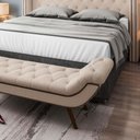 Ver imagem 2 de Recamier Calçadeira King 195 Cm em Tecido Sintético Bege com Tachas Cisne - Larbelle