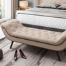 Recamier Calçadeira King 195 cm em Tecido Sintético Bege com Tachas Cisne - Larbelle - 3